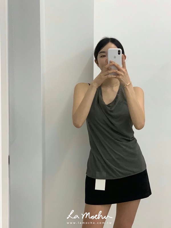 一片式垂墜綁帶薄紗背心